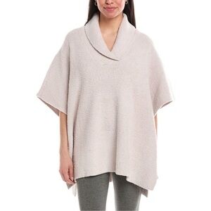 Barefoot Dreams Womens Cozychic Shawl Collar Poncho Beige One Size